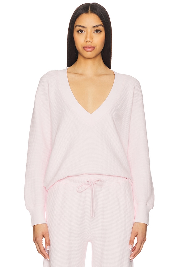 view 1 of 7 Waffle Knit Deep V Pullover in Puff