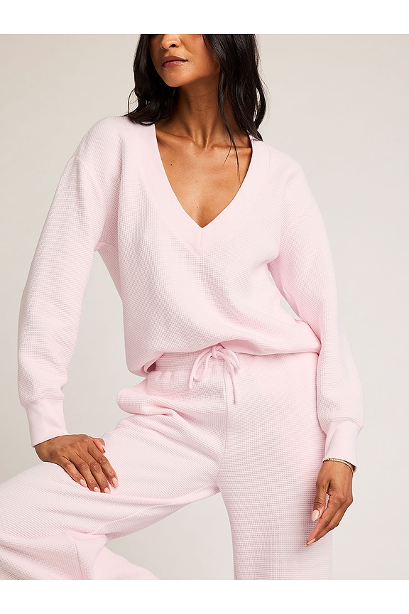 view 2 of 7 Waffle Knit Deep V Pullover in Puff
