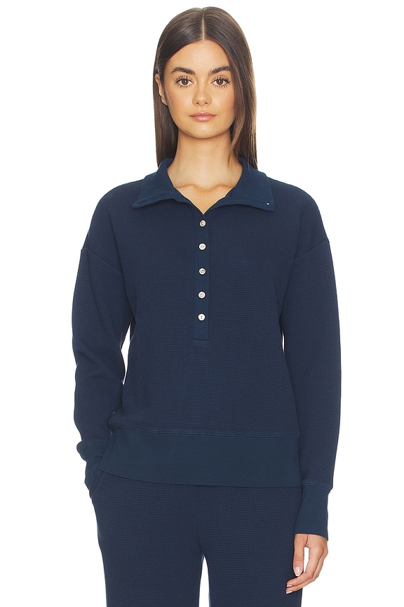 view 1 of 5 Waffle Knit Pullover in Navy