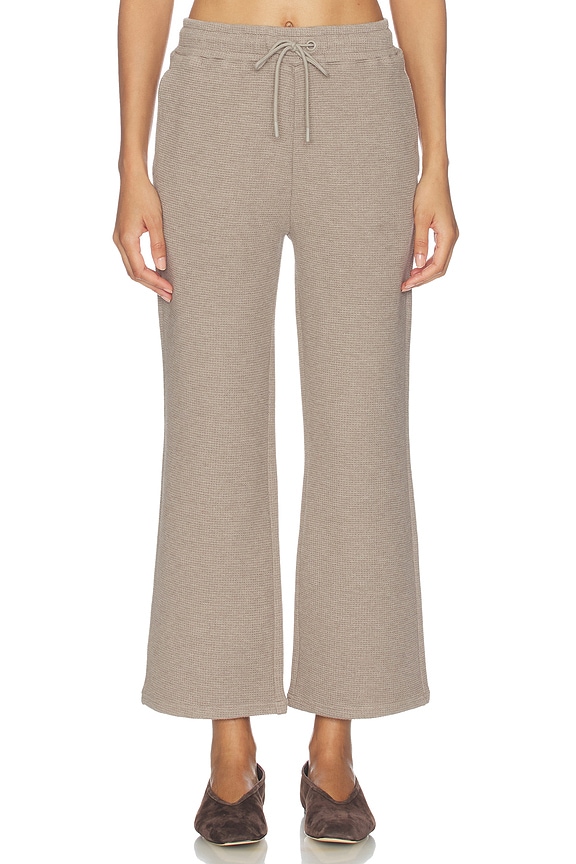 view 1 of 6 Waffle Knit Cropped Track Pant in Mink
