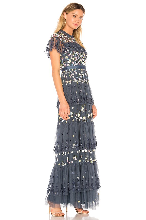 view 2 of 4 Tiered Anglais Gown in Washed Indigo