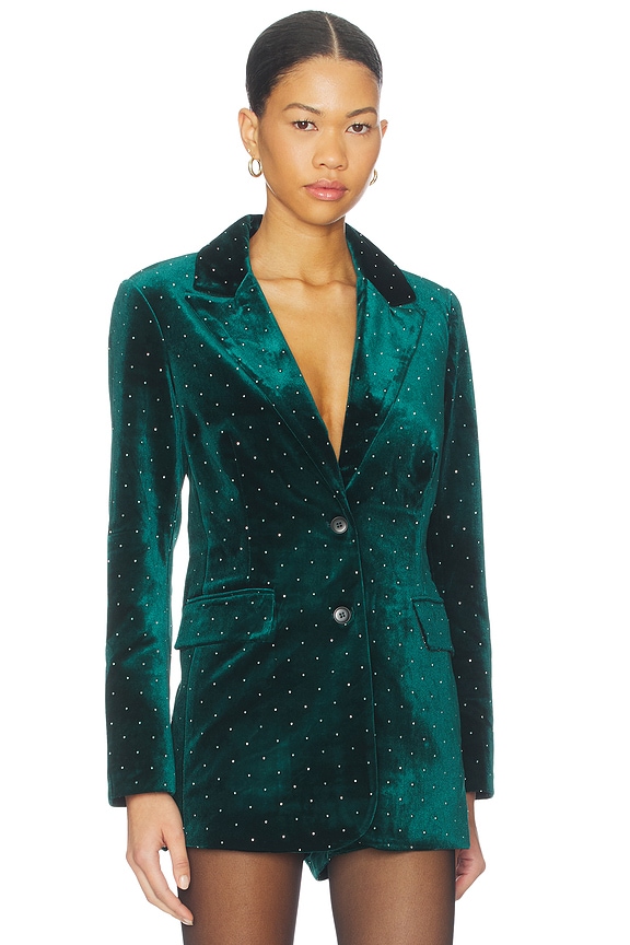 view 2 of 5 Velvet Blazer in Green