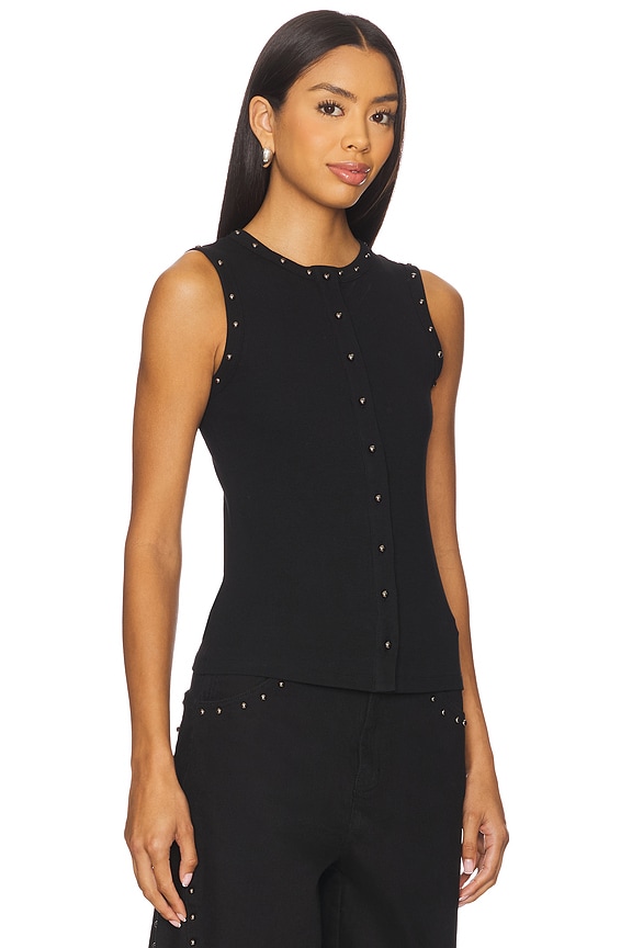 view 2 of 4 Studded Button Tank in Black