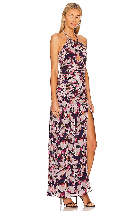 view 2 of 3 Micaela Halter Neck Gown in Lanthea Floral Violet