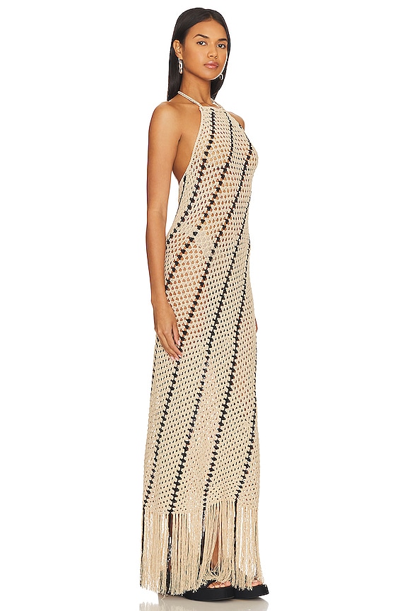 view 2 of 3 Honor Crochet Dress With Fringe in Natural & Black