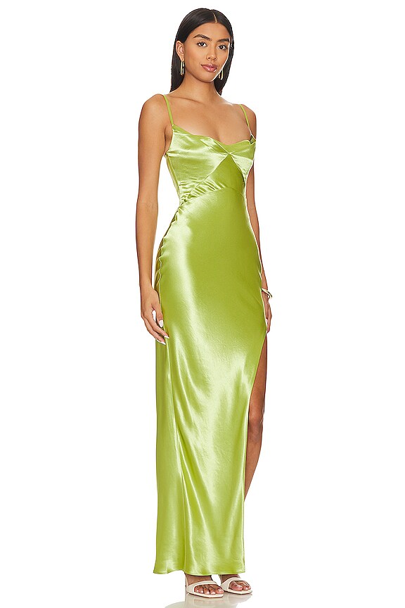 view 2 of 3 ROBE MIDI ENCOLURE DRAPÉE ARIAH in Limelight