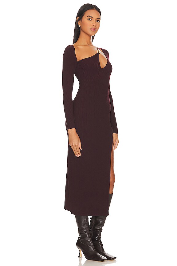 view 2 of 4 Ginerva Double Rings Knit Midi Dress in Dark Plum