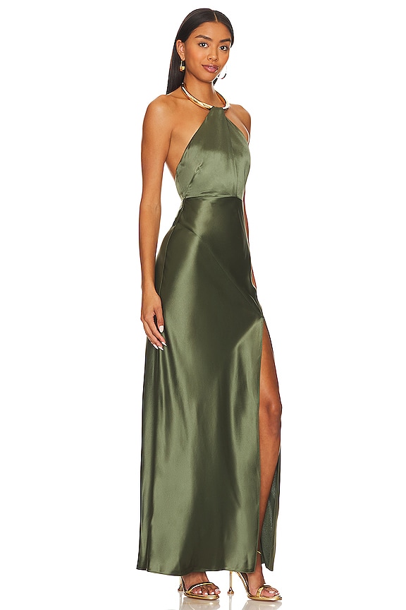 view 2 of 3 Edyth Keyhole Necklace Gown in Dark Olive