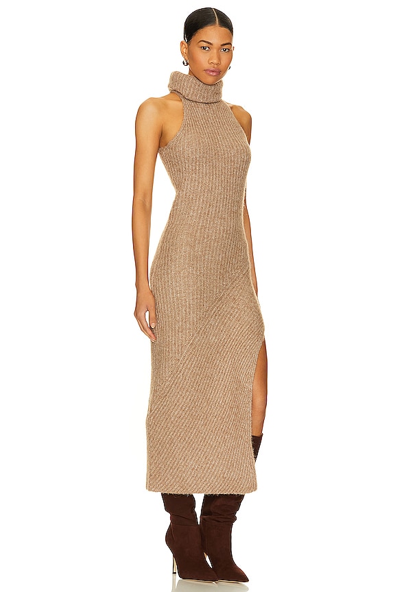 view 2 of 3 VESTIDO MIDI SIN MANGAS CON CUELLO ALTO KIANDRA in Oat