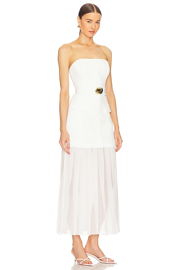 view 2 of 3 Reagan Strapless Mini Dress With Pleated Skirt in Cream