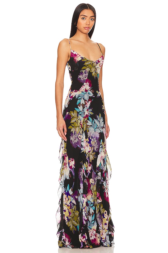 view 2 of 3 Kamila Ruffle Cowl Gown in Antique Floral Black