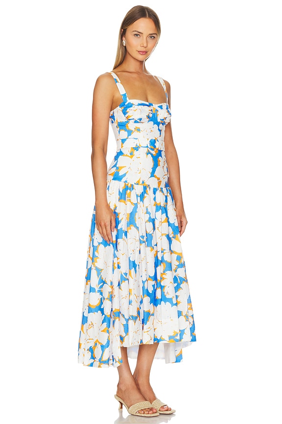 view 2 of 3 Drenica Drop Waist Corset Midi Dress in Santorini Print