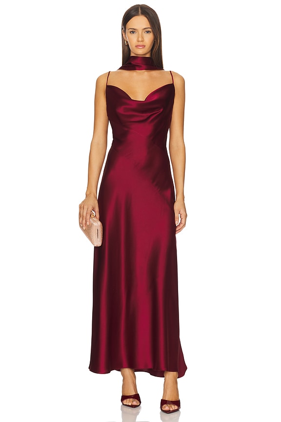 view 2 of 4 Geneva Sleeveless Cowl Neck Gown With Side Slit in Plum