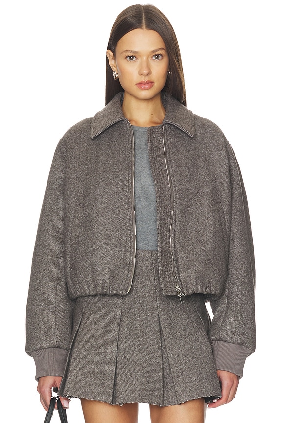 view 2 of 5 Frida Bomber Wool Blend Jacket in Charcoal