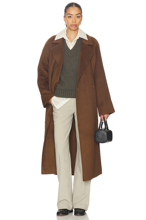 view 2 of 5 Candice Scarf Double Wool Long Coat in Cacao