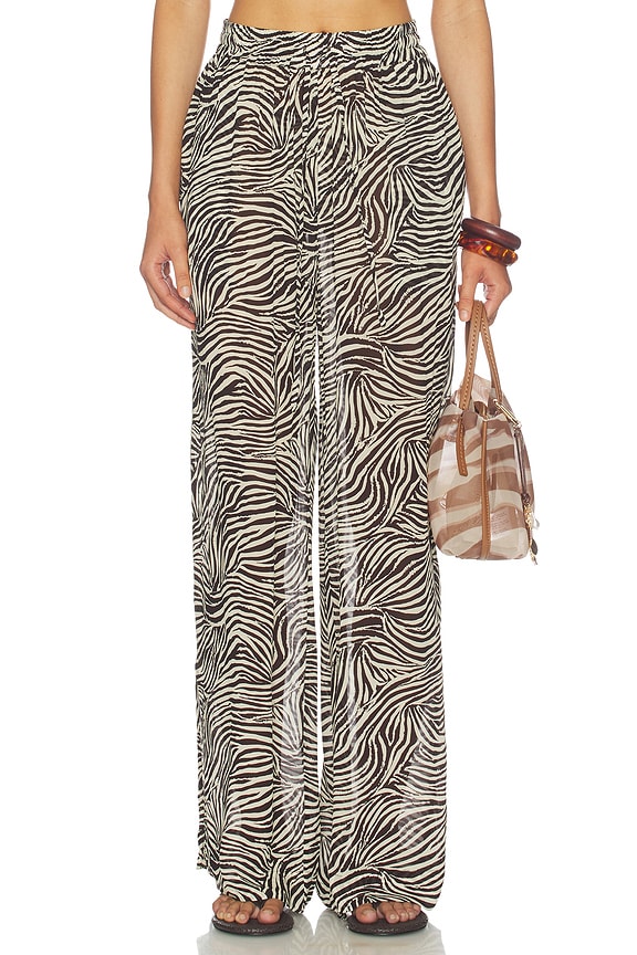 view 2 of 7 Lise Wide Legged Pants With Side Slits in Graphic Zebra