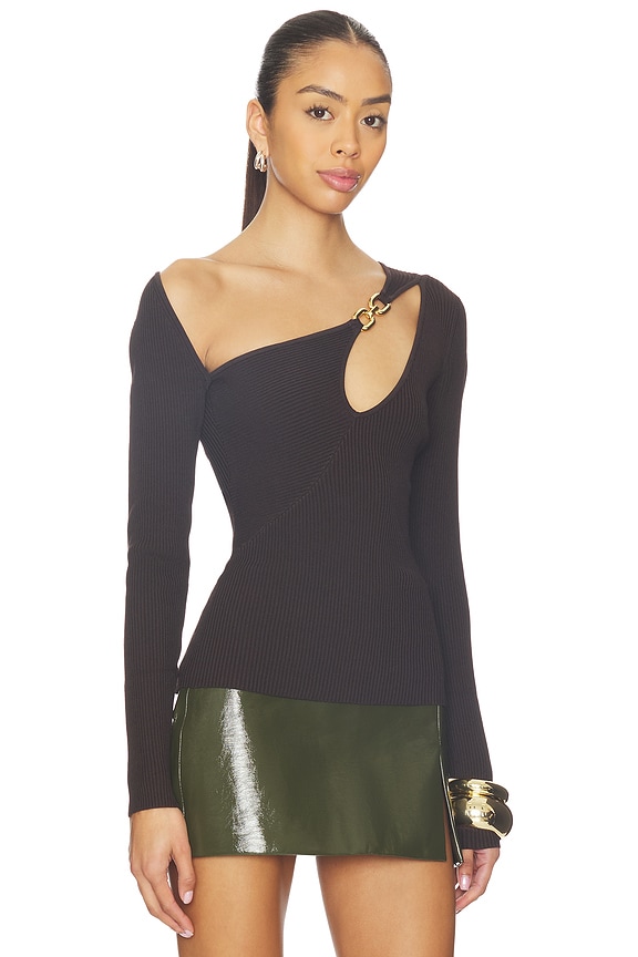 view 2 of 5 Falda Asymmetrical Double Rin Rib Knit Top in Cacao