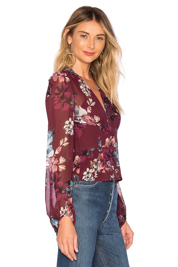 view 2 of 4 Burgundy Floral Corset Blouse in Burgundy