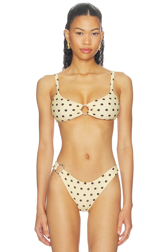 view 1 of 4 Malie Bikini Ring Top in Lemon Polka Dot