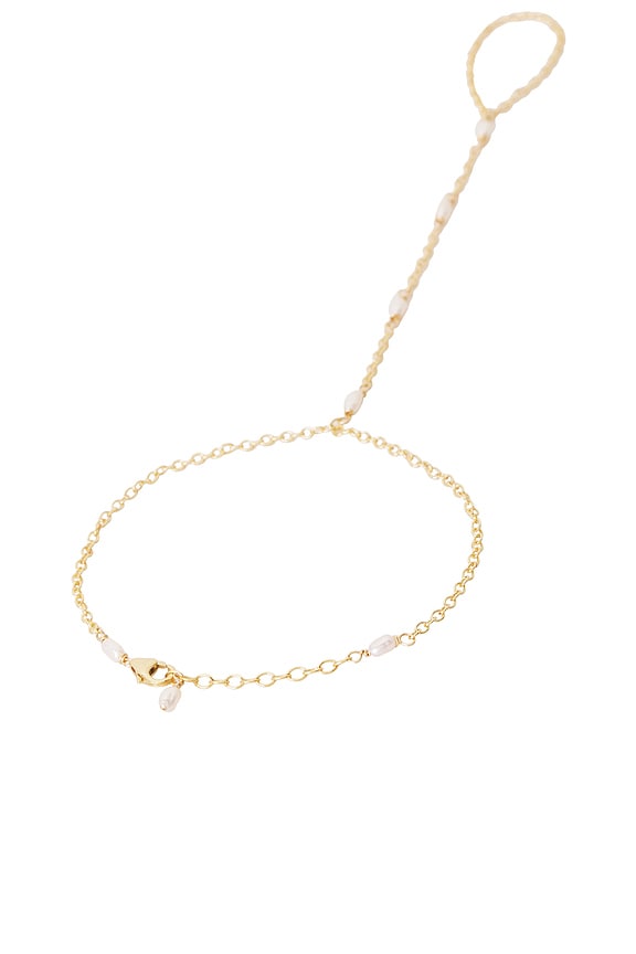 view 2 of 3 Sophia Pearl Hand Chain in Gold