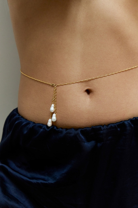 view 2 of 3 CHAÎNE BELLY in Gold & Pearl