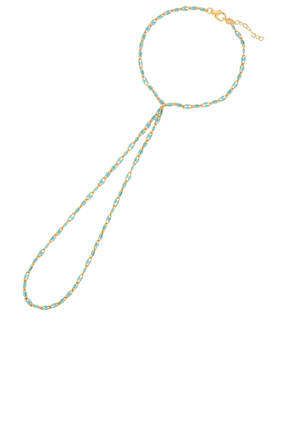 view 1 of 3 x REVOLVE Turquoise Link Hand Chain in Gold