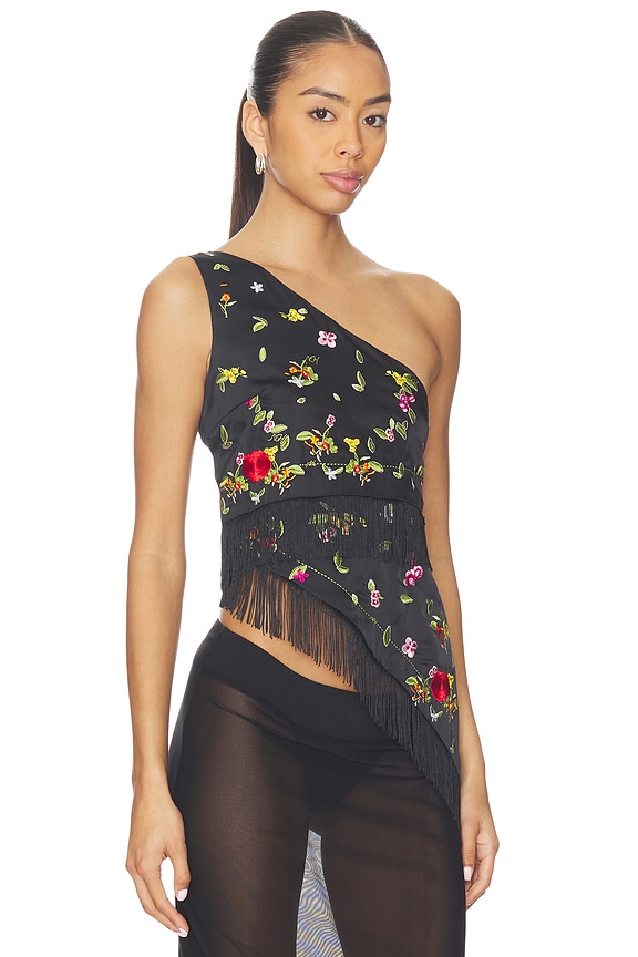 view 2 of 6 Lara Fringe Top in Black