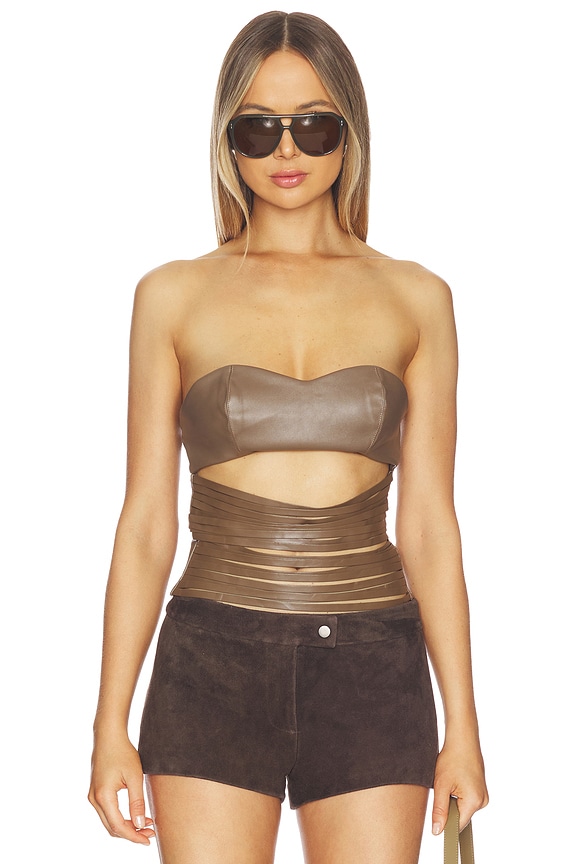 view 2 of 5 Lazer Cut Corset in Cocoa