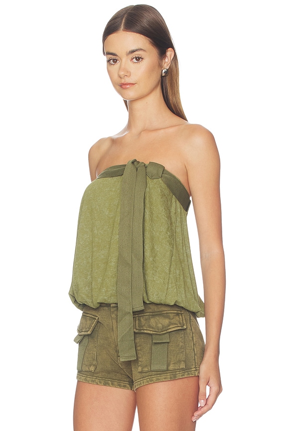 view 2 of 4 Bandeau Balloon Top in Khaki