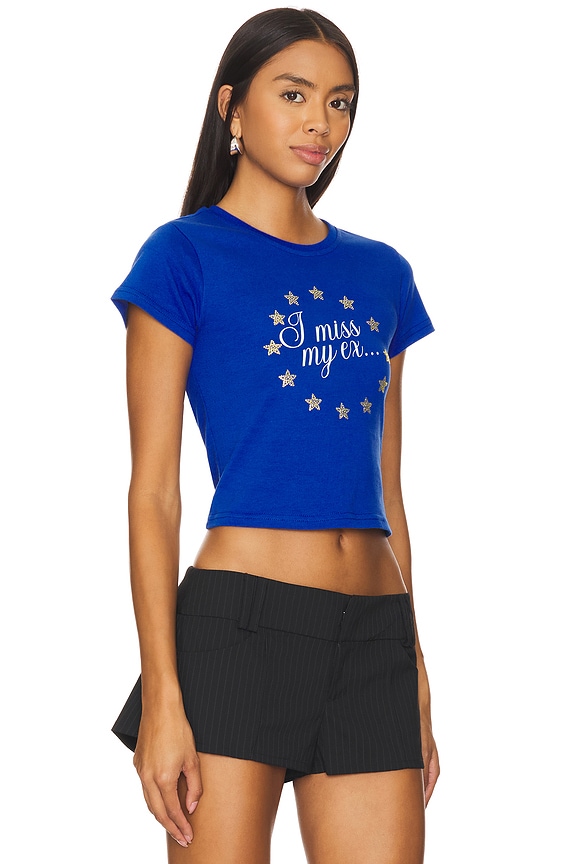 view 2 of 5 I Miss My Ex Baby Tee in Klein Blue