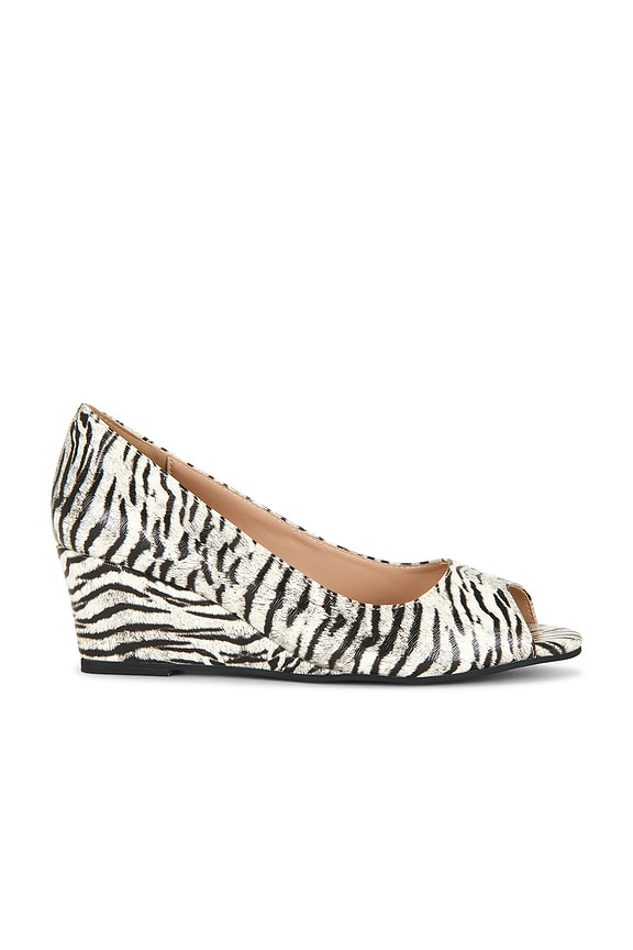 view 2 of 7 COMPENSÉES OPEN TOE MULE  in Zebra Print