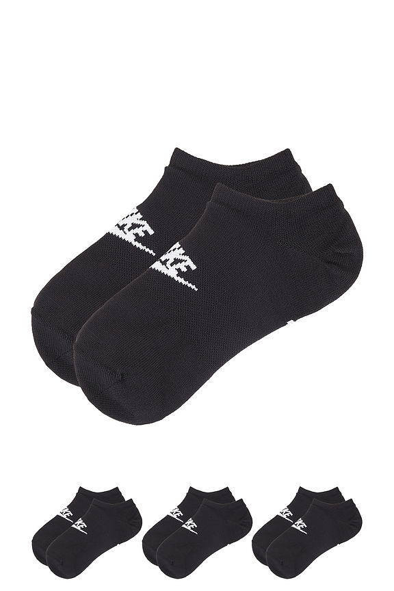view 2 of 4 3 Pack No-Show Socks in Black, White in Black & White