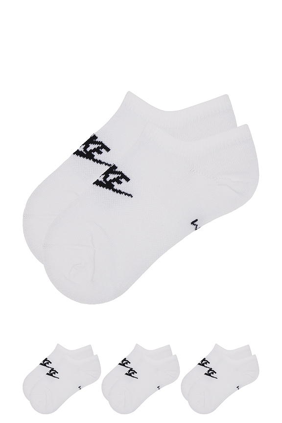 view 2 of 4 3 Pack No-Show Socks in White, Black in White & Black