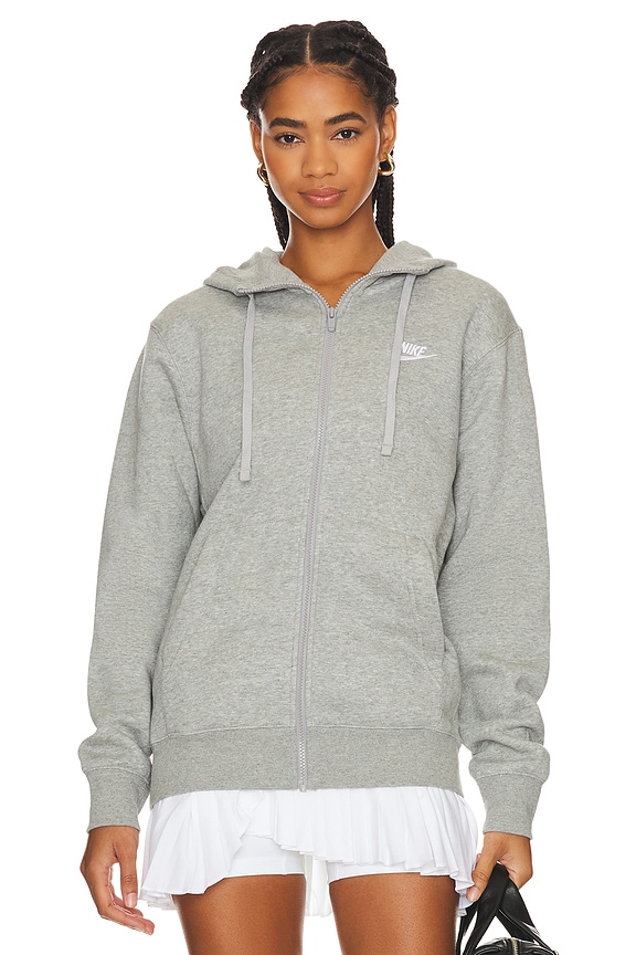 view 2 of 5 Full Zip Hoodie in Dark Heather Grey, Matte Silver, & White