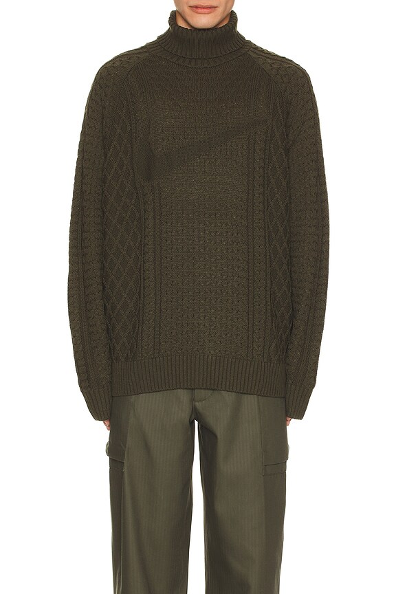 view 4 of 5 Cable Knit Turtleneck in Cargo Khaki