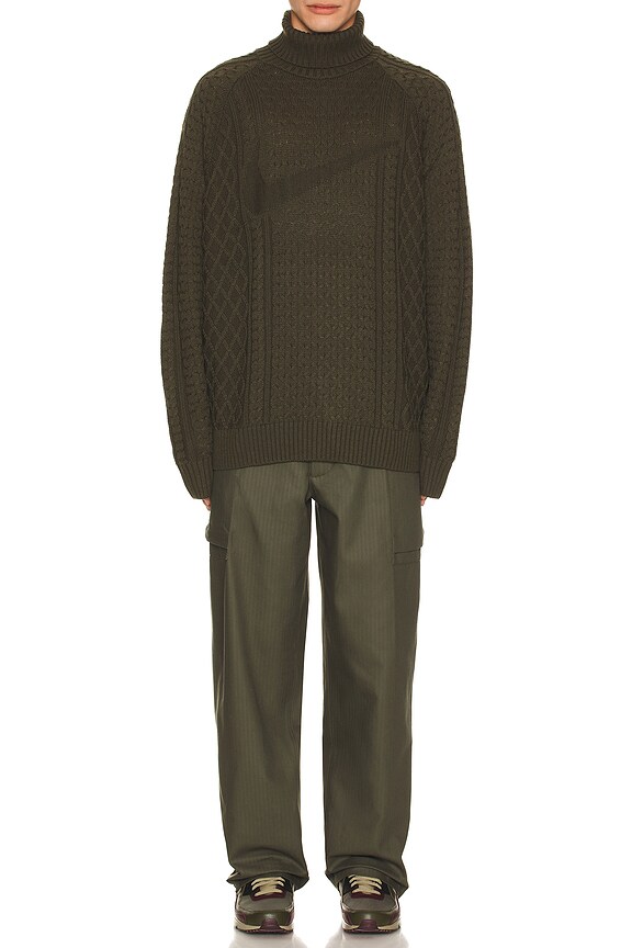 view 5 of 5 Cable Knit Turtleneck in Cargo Khaki