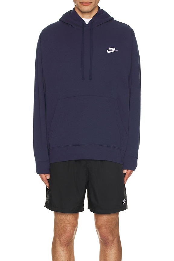 view 4 of 5 Club Fleece Pullover Hoodie in Midnight Navy & White