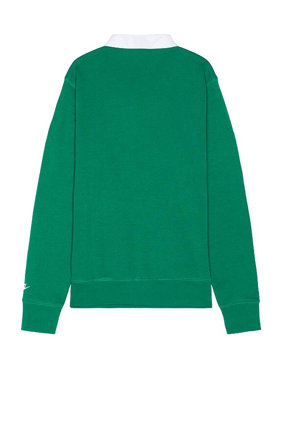 view 2 of 4 Long-Sleeve Fleece Polo in Malachite & White