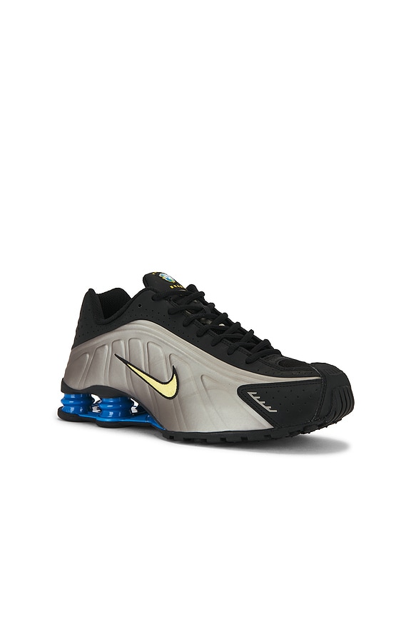 view 2 of 6 Shox R4 WC World Cup Sneaker in Black, Canary, Metallic Pewter, Light Photo Blue, & White