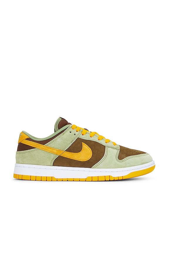 Nike Dunk Low Se Sneaker in Dusty Olive, Pro Gold, Light Olive, & White ...