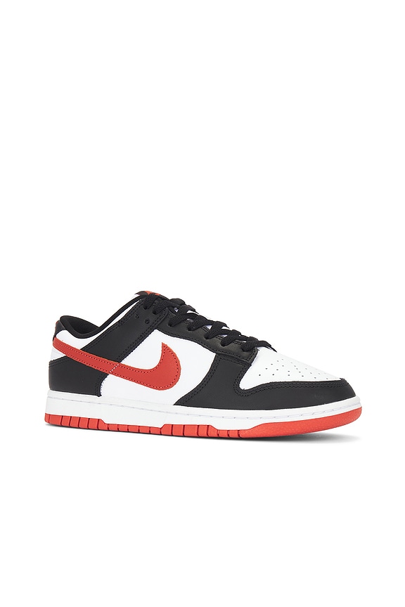 view 2 of 6 Dunk Low Retro in White, Dragon Red, & Black