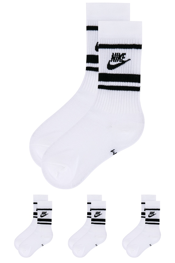 view 2 of 6 Everyday Essential Crew Socks (3 Pairs) in White, Black & Black