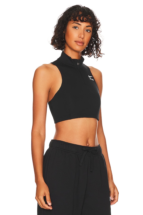 view 2 of 4 Air Swish Mock Zip Sports Bra in Black & White