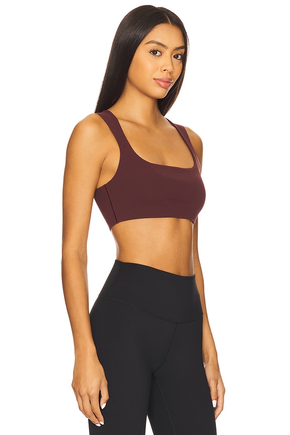 view 2 of 4 Light Support Lightly Lined Sports Bra in Burgundy Crush & White