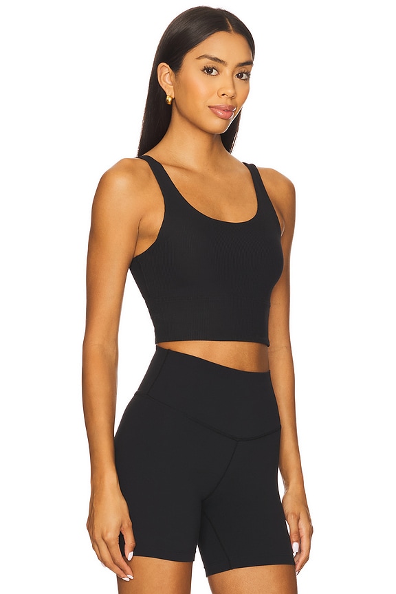 view 2 of 4 Light Support Padded Longline Sports Bra in Black