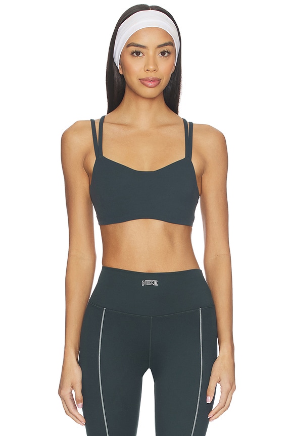 view 2 of 5 Light Support Padded Sports Bra in Seaweed & White