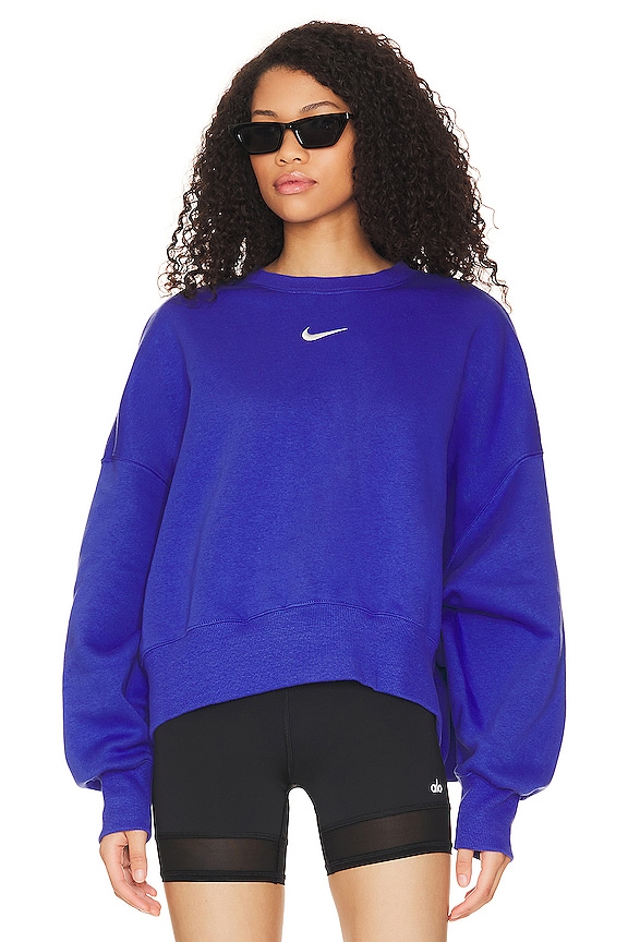 Nike Fleece Crewneck Sweatshirt in Lapis & Blackened Blue | REVOLVE