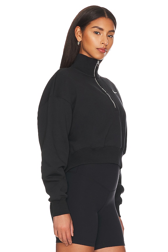 view 2 of 4 Crop Quarter Zip Sweatshirt in Black & Sail
