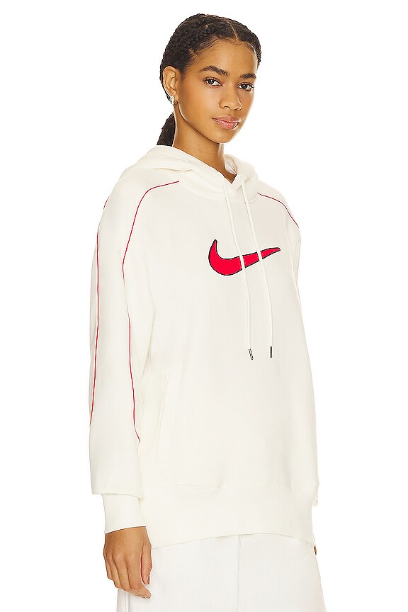 view 2 of 4 Fleece Oversized Hoodie in Sail, Sail, & University Red