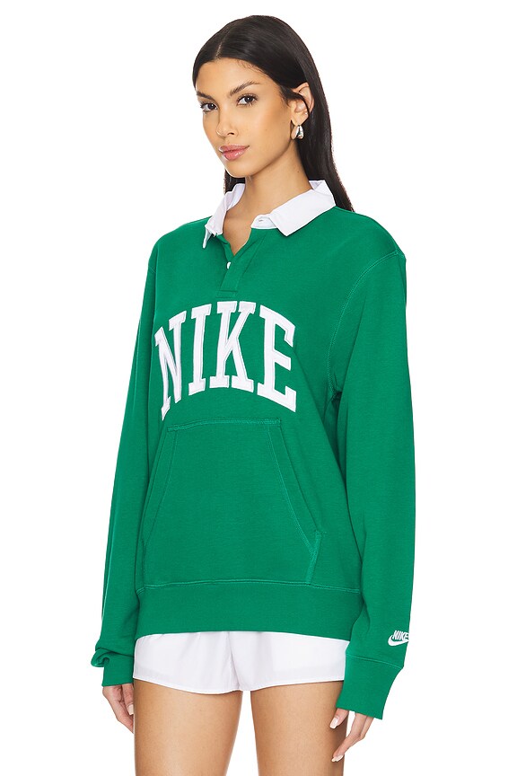 view 2 of 4 Club Long Sleeve Polo Sweatshirt in Malachite & White